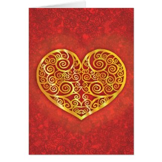 Swirled Love Gold Greeting Cards