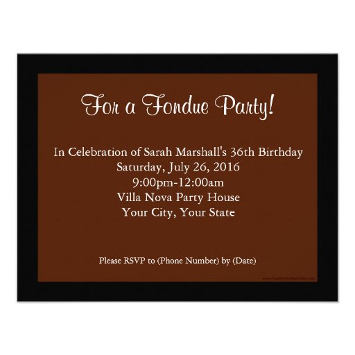 Swirling Chocolate Custom Fondue Party Invitations