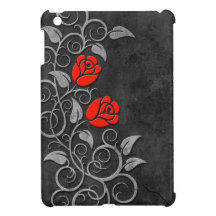 Swirling Dark Stone Red Roses iPad Mini Cover
