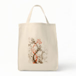 Swirling flower foliage designs tote bags