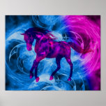 Swirling Fractal Fantasy Horse Poster