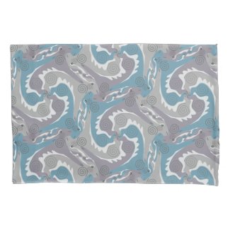 Swirling Hares Tesselation Blue Pillowcase 3