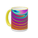 Swirling Liquid Glass (1) Glowing Yellows & Violet mugs