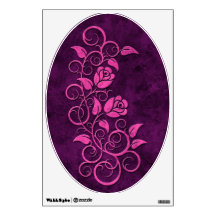 Swirling Stone Roses, purple Room Decals