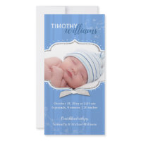 Swirling Stripe Baby Boy Photo Birth Announcements photocard
