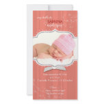 Swirling Stripe Baby Girl Photo Birth Announcement Personalized Photo Card