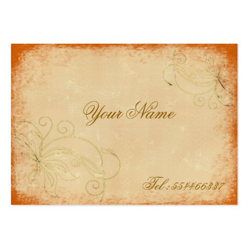 swirling vintage floral business card (front side)