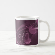 SWIRLS AND CIRCLE DOTS DARK PINK MUG