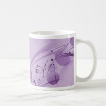 SWIRLS AND CIRCLE DOTS LIGHT PURPLE COFFEE MUGS