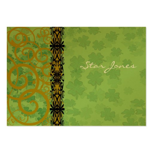 Swirls and Clover and Shamrocks Galore Business Card Templates (back side)
