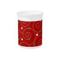 Swirls and stars on red pitchers