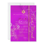 Swirls Bat Mitzvah/hot pink/gold Custom Announcement