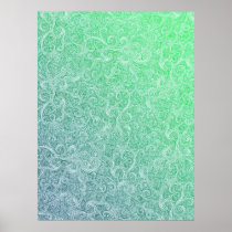 Swirls: Dark Blue-Green posters