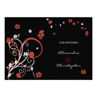 Swirls & Flowers Elegant Wedding Announcement