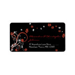 Swirls & Flowers on Black Elegant Wedding Custom Address Label