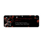 Swirls & Flowers on Black Elegant Wedding Custom Return Address Label