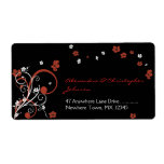 Swirls & Flowers on Black Elegant Wedding Shipping Label