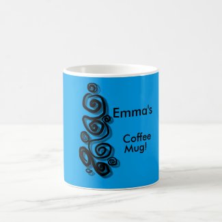 Swirls graphic with shadows black bright blue name