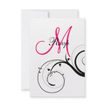 Swirls Initial Wedding RSVP for Square Card Personalized Invite