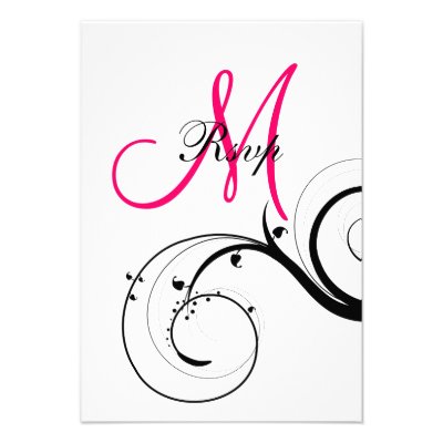 Swirls Initial Wedding RSVP for Square Card Personalized Invite