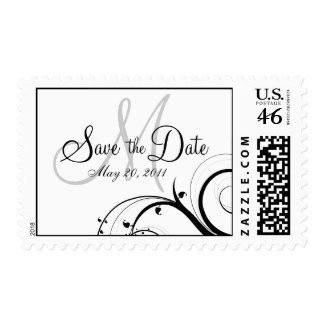 Swirls Save the Date Wedding Postage stamp