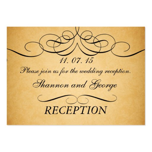 Swirls Vintage Wedding Reception Enclosure Card Business Card (front side)