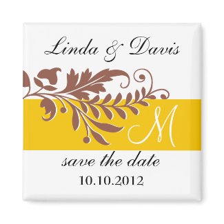 Swirls Wedding Monogram Save The Date Magnet magnet