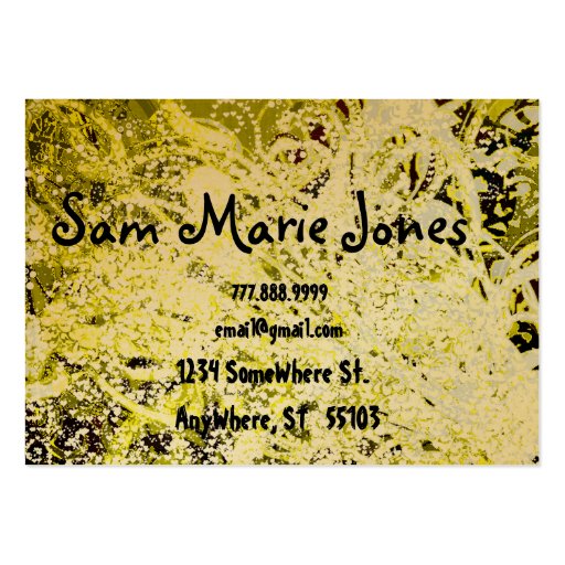 Swirls Yellow and Green Grunged Business Cards (front side)