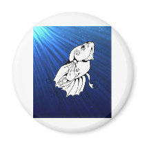 Swirly Betta on Blue Fridge Magnets
