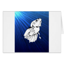 Swirly Betta on Blue Greeting Card