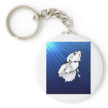Swirly Betta on Blue Keychain