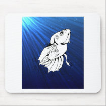 Swirly Betta on Blue Mouse Pad