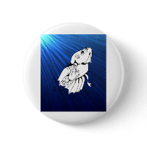 Swirly Betta on Blue Pinback Button