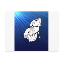 Swirly Betta on Blue Postcard