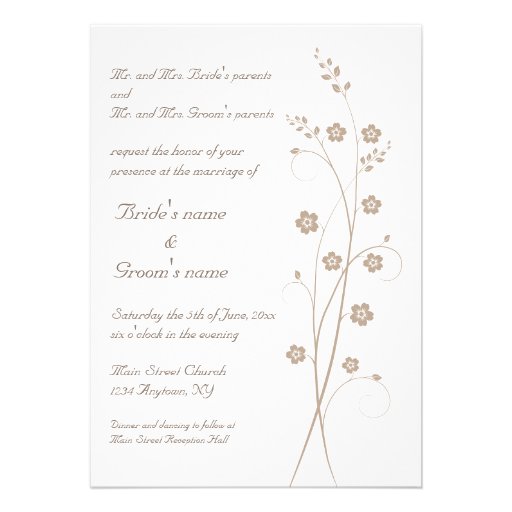 Swirly Blooms Wedding Invitation (front side)