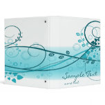 Swirly Blue and White Abstract Plants Binders