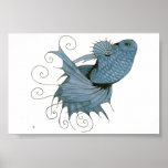 Swirly Blue Betta Posters