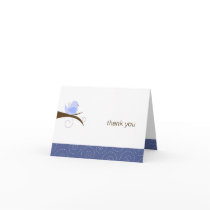 Swirly Blue Bird Note Card Thank You Note Folded