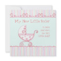 Swirly Carriage & Hearts, Baby Girl Announcement invitation