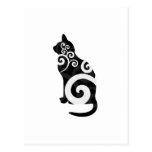 Swirly Cat Black Postcard