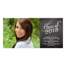 Swirly Chalkboard Class of 2013 Personalized Photo Card