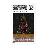 Swirly Christmas Tree Happy Holiday Postage Stamps