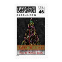 Swirly Christmas Tree Happy Holiday Postage Stamps stamp