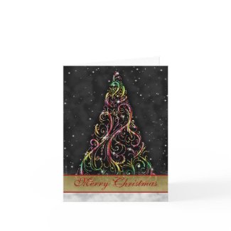 Swirly Christmas Tree Starry Night Greeting Card card