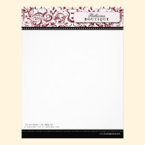 Swirly Cranberry Boutique Designer Letterhead letterhead