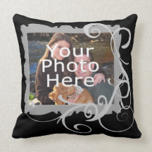 Swirly Custom Photo Frame Cushion Throw Pillow