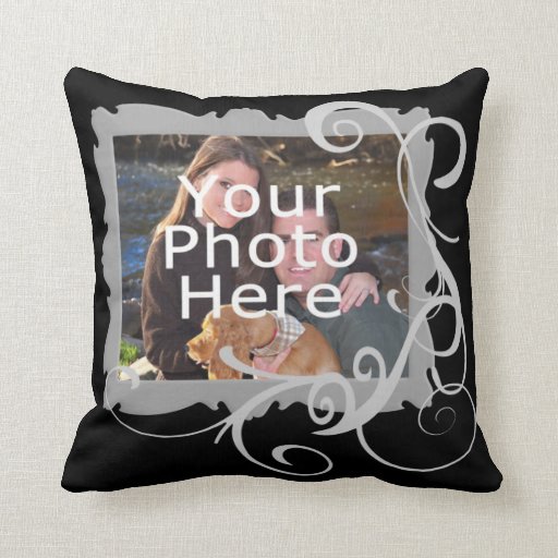 Swirly Custom Photo Frame Cushion Throw Pillow Zazzle
