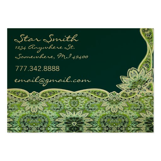 Swirly Floral Paisly SeaBlue and Lime Business Card (front side)