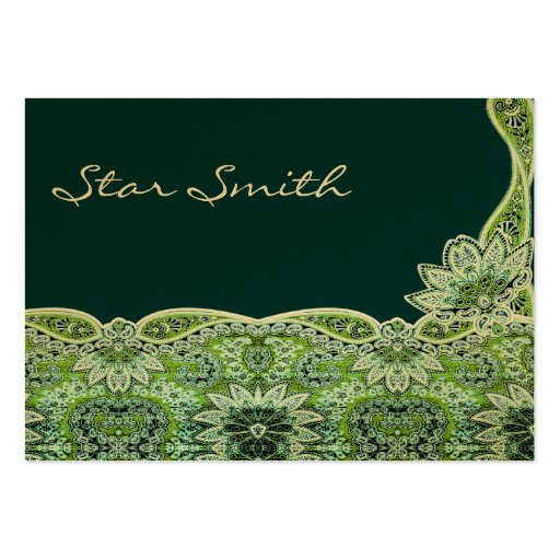 Swirly Floral Paisly SeaBlue and Lime Business Card (back side)