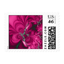 Swirly · Fractal Art · Pink & Green Postage Stamp